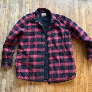 Vintage Wind River Red and Black Plaid Jacket with fleece teddy lining